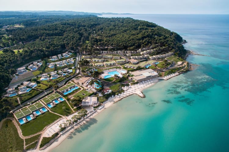 View of Sani Club Resort from the air